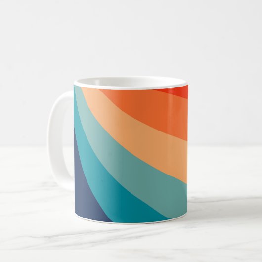 Farbenfrohe Retro-Sonnenstrahlen Kaffeetasse (Vorderseite Links)