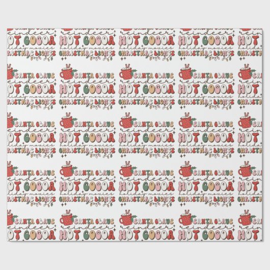 Farbenfrohe Retro-Spaß Weihnachten Geschenkpapier (Flach)