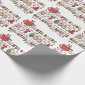 Farbenfrohe Retro-Spaß Weihnachten Geschenkpapier (Ecke)