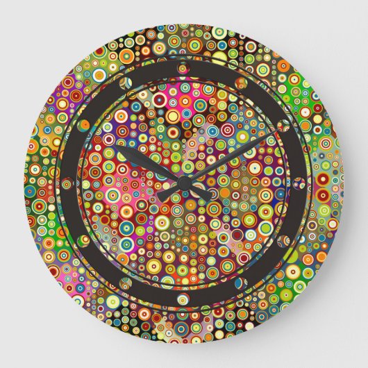 Farbenfrohe Retro Spots + Ihre Idee Große Wanduhr (Vorderseite)