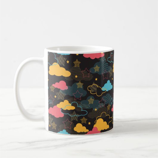 Farbenfrohe Retro Starry Sky Art Muster II Kaffeetasse (Links)
