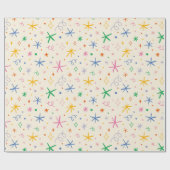 Farbenfrohe Retro-Sternexplosion Geschenkpapier (Flach)