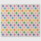Farbenfrohe Retro-Sternexplosionen Mitte Jahrhunde Geschenkpapier (Flach)