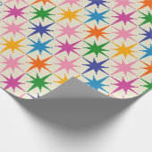 Farbenfrohe Retro-Sternexplosionen Mitte Jahrhunde Geschenkpapier (Ecke)
