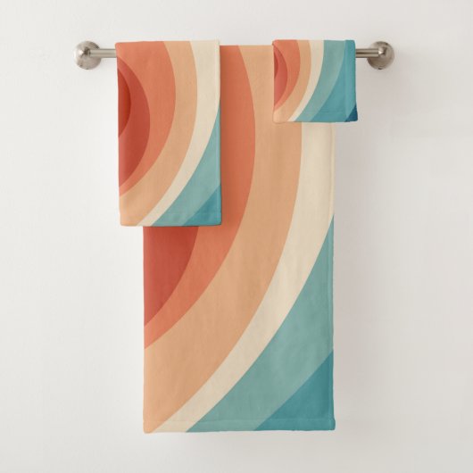 Farbenfrohe Retro-Stil Kreise Design Badhandtuch Set (Insitu)