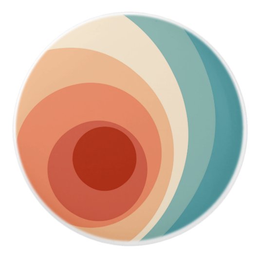 Farbenfrohe Retro-Stil Kreise Design Keramikknauf (Vorderseite)