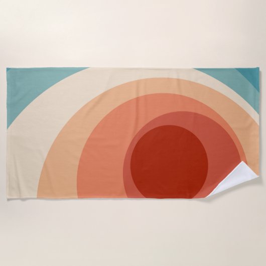 Farbenfrohe Retro-Stil Kreise Design Strandtuch (Vorderseite)