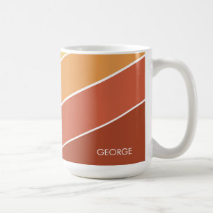 farbenfrohe Retro-Stil-Streifen Name Kaffeetasse