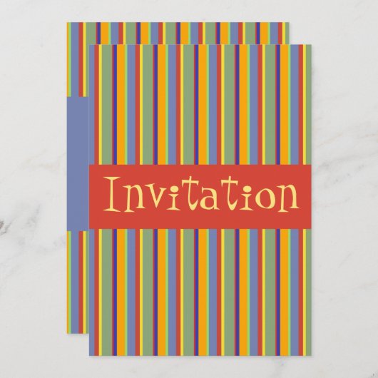 Farbenfrohe Retro-Streifen Anfang der 60er Jahre - Einladung (Vorne/Hinten)