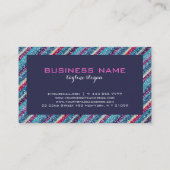 Farbenfrohe Retro Streifen Glitzer Muster 2 Blauto Visitenkarte (Rückseite)