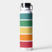 Farbenfrohe Retro Streifen - Regenbogen - Name des Trinkflasche (Rückseite)