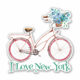 Farbenfrohe Retro Style Fahrrad I Liebe New York Aufkleber