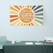 Farbenfrohe Retro Sun Groovy Wave Happy Birthday Banner (Messeveranstaltung)