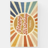 Farbenfrohe Retro Sun Groovy Wave Happy Birthday Banner (Vertikal)