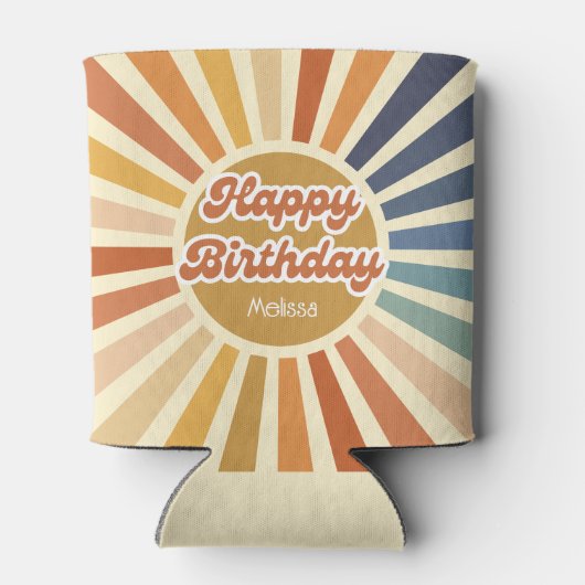 Farbenfrohe Retro Sun Groovy Wave Happy Birthday Dosenkühler (Rückseite)