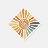 Farbenfrohe Retro Sun Groovy Wave Happy Birthday Serviette (Ecke)