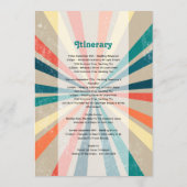 Farbenfrohe Retro Sunburst Hochzeitreise Programm (Rückseite)