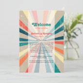 Farbenfrohe Retro Sunburst Hochzeitreise Programm (Stehend Vorderseite)