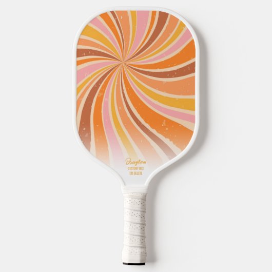 Farbenfrohe Retro Sunburst Swirf Benutzerdefiniert Pickleball Schläger (Rückseite)