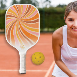 Farbenfrohe Retro Sunburst Swirf Benutzerdefiniert Pickleball Schläger