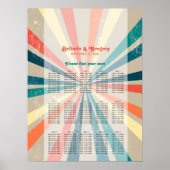 Farbenfrohe Retro Sunburst Wedding Chart Poster (Vorne)