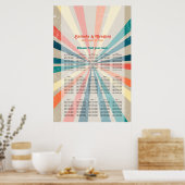 Farbenfrohe Retro Sunburst Wedding Chart Poster (Küche)