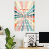 Farbenfrohe Retro Sunburst Wedding Chart Poster (Heimbüro)