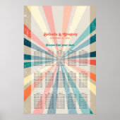 Farbenfrohe Retro Sunburst Wedding Chart Poster (Vorne)