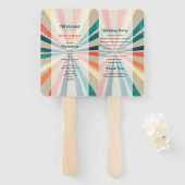 Farbenfrohe Retro Sunburst Wedding Programm Fächer (Vorne und Hinten)