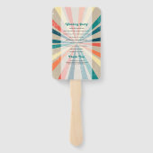 Farbenfrohe Retro Sunburst Wedding Programm Fächer (Rückseite)