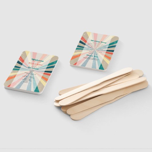 Farbenfrohe Retro Sunburst Wedding Programm Fächer (Non-assembled)