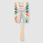 Farbenfrohe Retro Sunburst Wedding Programm Fächer (Vorderseite)