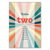 Farbenfrohe Retro Sunburst Wedding Tischnummer (Vorderseite)