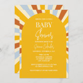 Farbenfrohe Retro Sunshine Baby Dusche Einladung (Vorne/Hinten)
