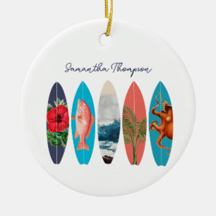Farbenfrohe Retro-Surfboards Muster-Individuelle N Keramik Ornament