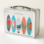 Farbenfrohe Retro-Surfboards Muster-Individuelle N Metall Brotdose (Rückseite)