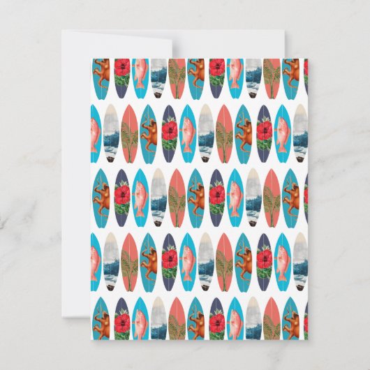 Farbenfrohe Retro-Surfboards Muster-Individuelle N Mitteilungskarte (Rückseite)
