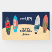 Farbenfrohe Retro-Surfboards surfen auf der Geburt Banner (Horizontal)