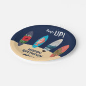 Farbenfrohe Retro-Surfboards surfen auf der Geburt Pappteller (Schrägansicht)