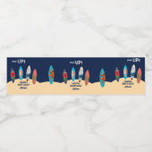 Farbenfrohe Retro-Surfboards surfen auf der Geburt Wasserflaschenetikett (Einzelnes Label)