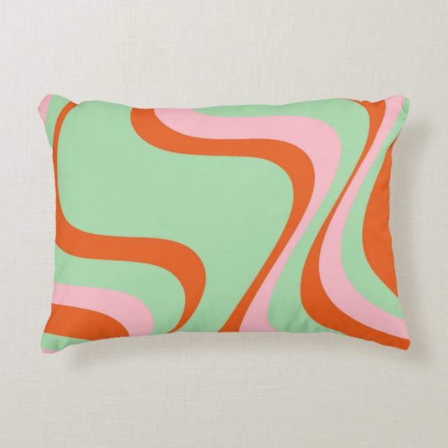 Farbenfrohe Retro Swirl Groovy Y2K Muster Dekokissen (Vorderseite)