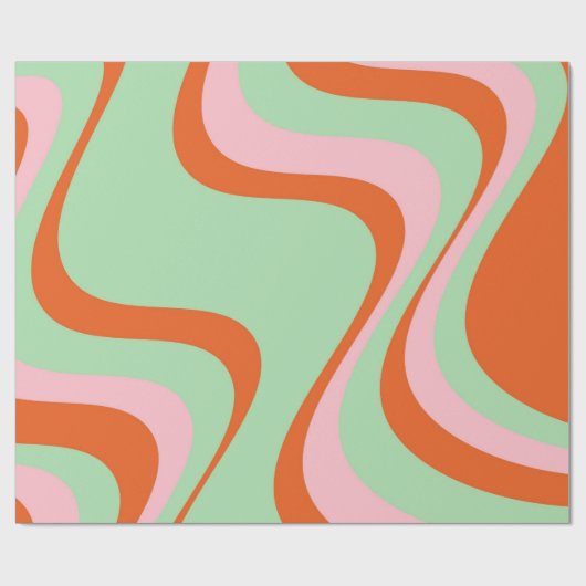 Farbenfrohe Retro Swirl Groovy Y2K Muster Geschenkpapier (Flach)