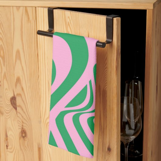 Farbenfrohe Retro Swirl Groovy Y2K Muster Geschirrtuch (Drittel gefaltet)