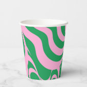 Farbenfrohe Retro Swirl Groovy Y2K Muster Pappbecher (Rückseite)