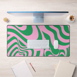 Farbenfrohe Retro Swirl Groovy Y2K Muster Schreibtischunterlage