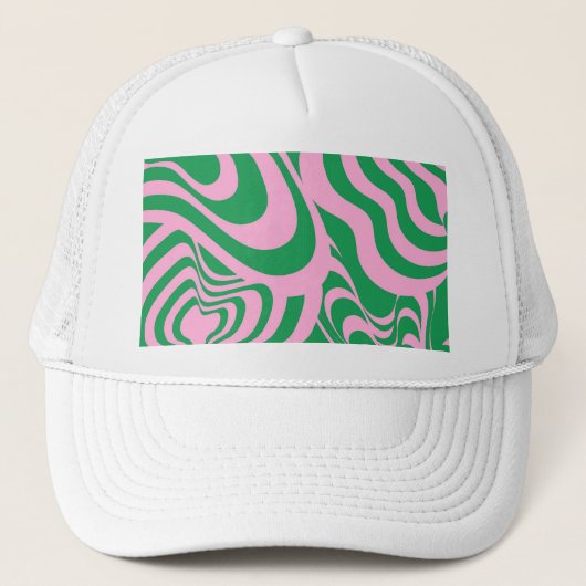 Farbenfrohe Retro Swirl Groovy Y2K Muster Truckerkappe (Vorderseite)