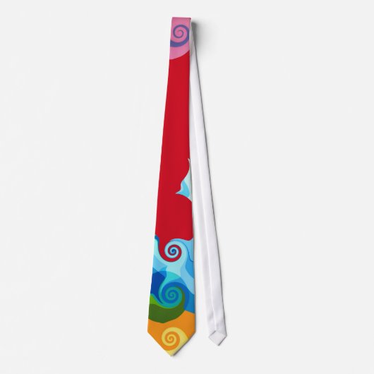 Farbenfrohe Retro Swirl Malerei Abstrakt Art Krawatte (Vorderseite)