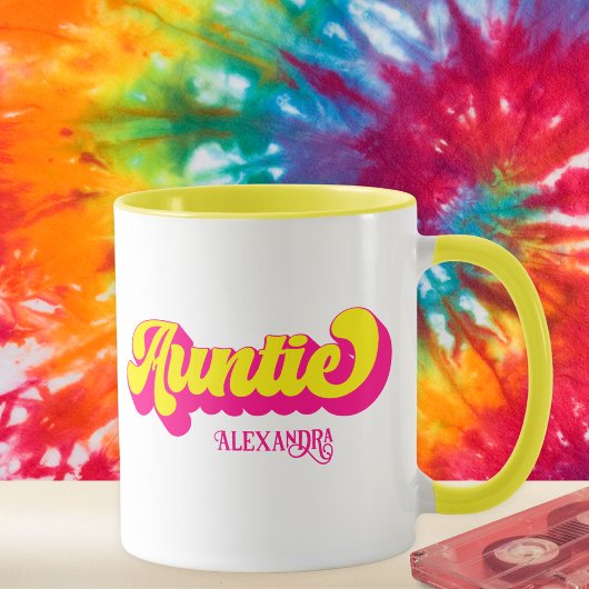 Farbenfrohe Retro-Tante Individuelle Name-Tasse Tasse