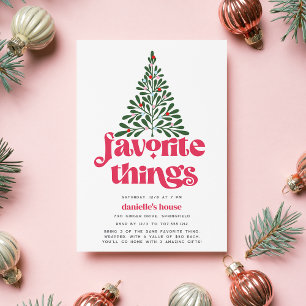 Farbenfrohe Retro Tree Holiday Favorite Things Par Einladung