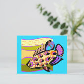 Farbenfrohe Retro tropische Fische Postkarte (Stehend Vorderseite)